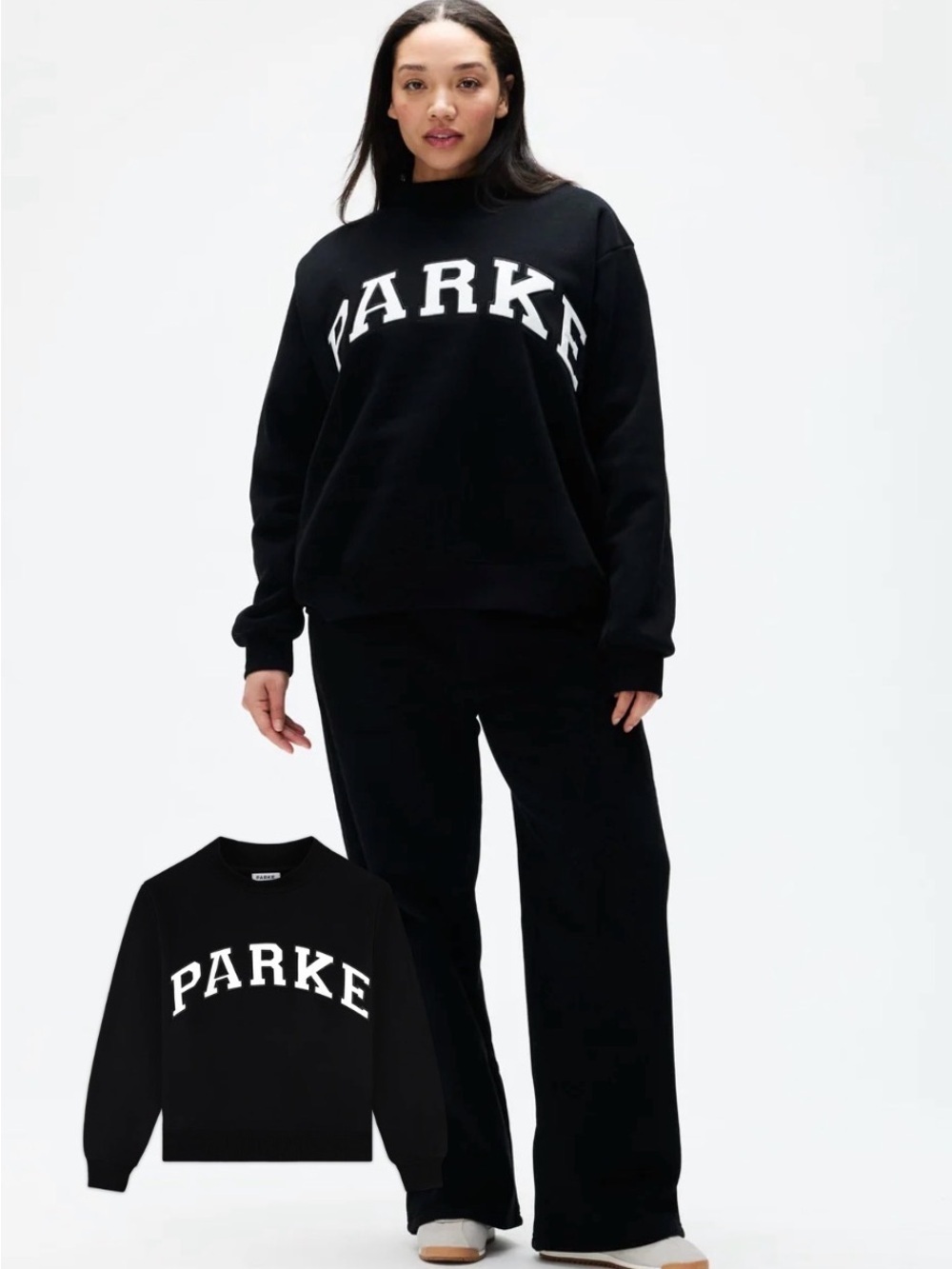 PARKE Black Varsity Mockneck Sweatshirt
